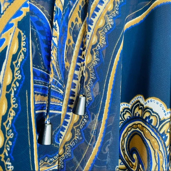 Chico's Blue Brown Paisley Expressions Drama Top Blouse Size Small - Picture 8 of 14